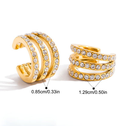 Celestial Star Earrings — Triple Row Ear Cuff · Gold
