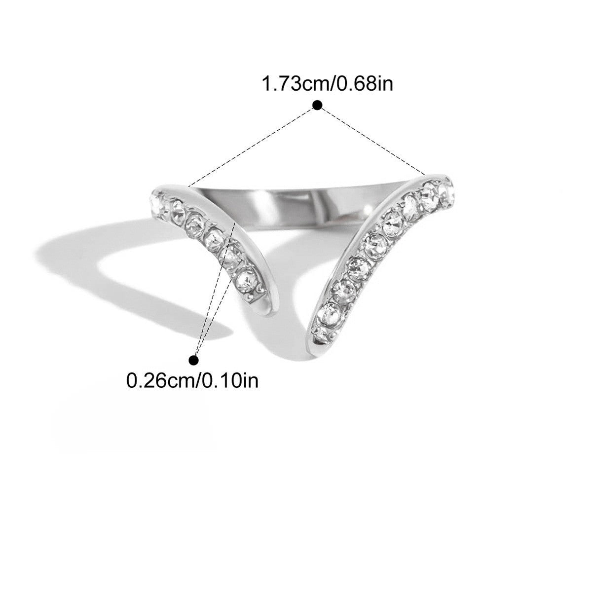 Chunky Rings — V-Shaped Crystal Bypass · Silver