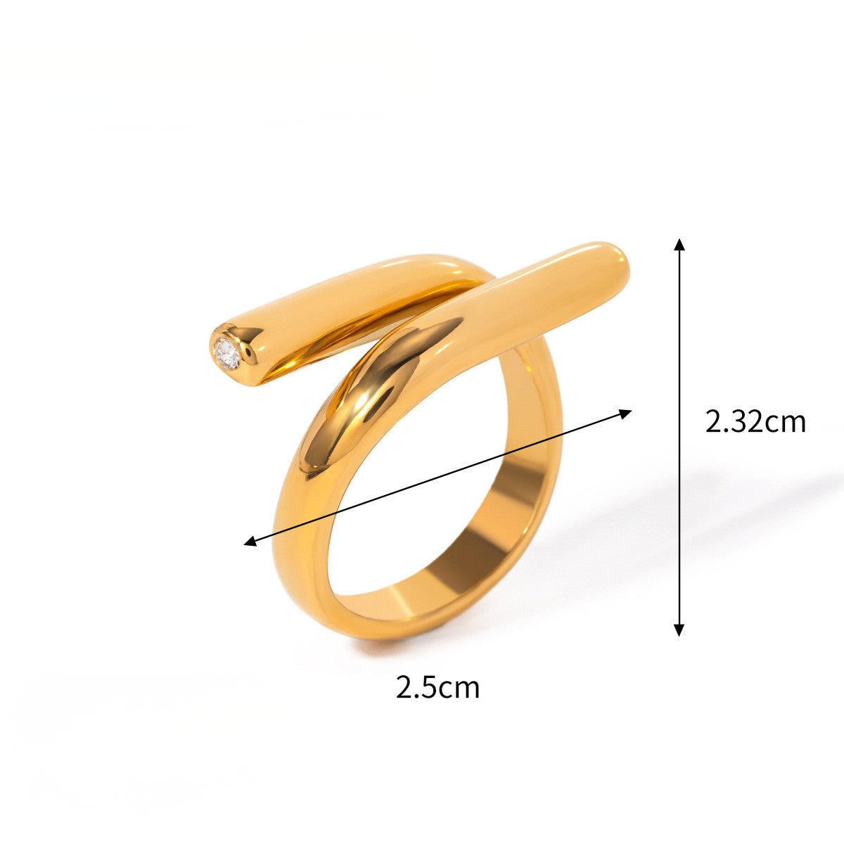 Chunky Sculptural Rings — Bypass Tip Crystal · Gold