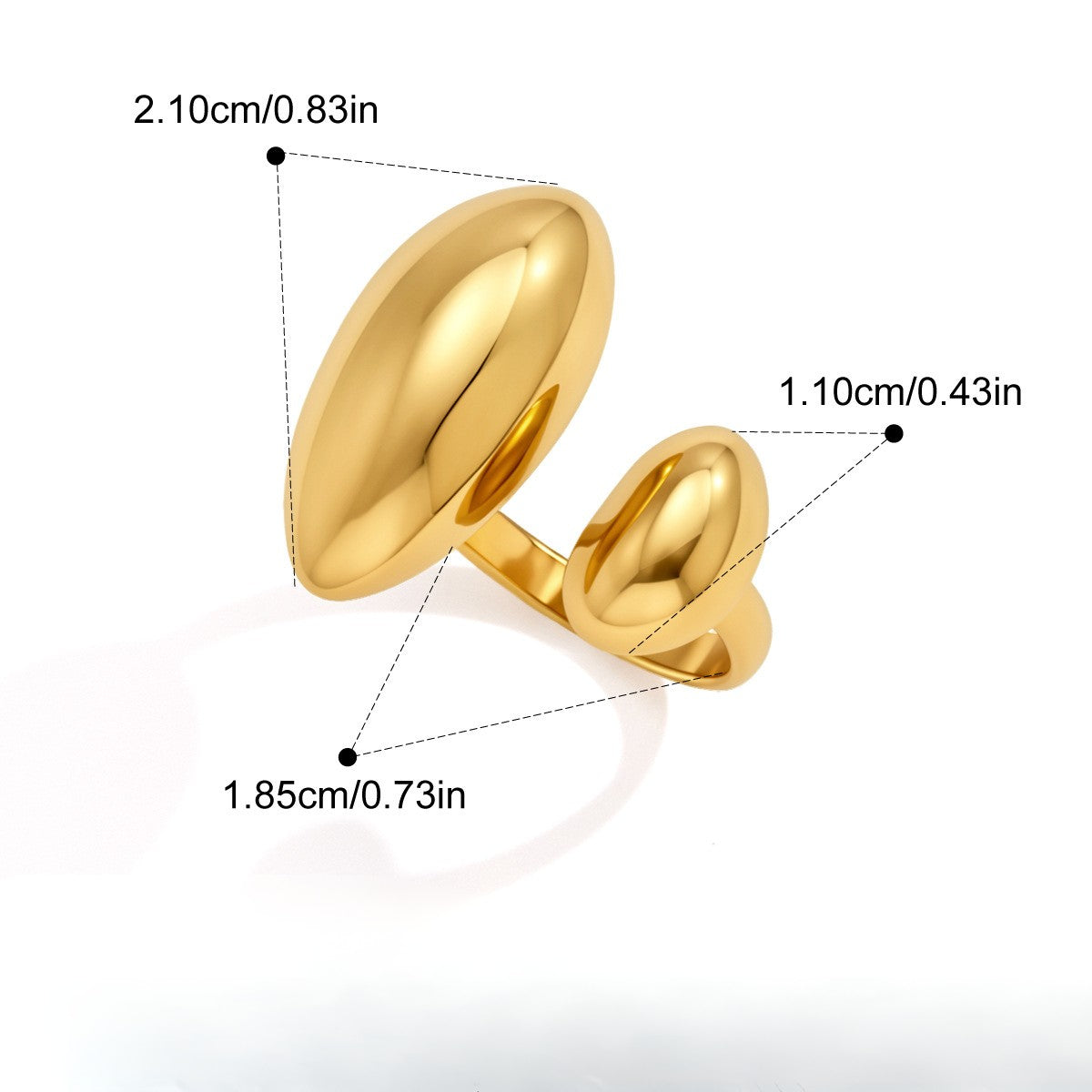 Chunky Sculptural Rings — Twin Oval Dome · Gold