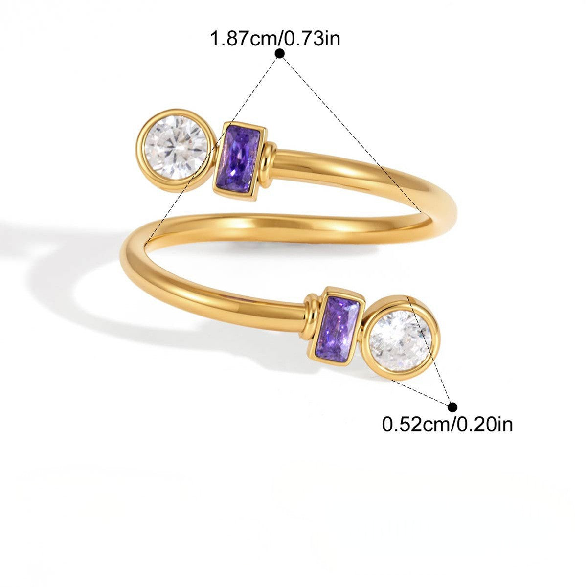 Geometric CZ Open Rings — Bypass Baguette Duo · Gold