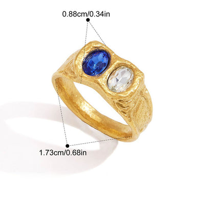 Chunky Bezel Ring — Twin Stone Bezel · Gold