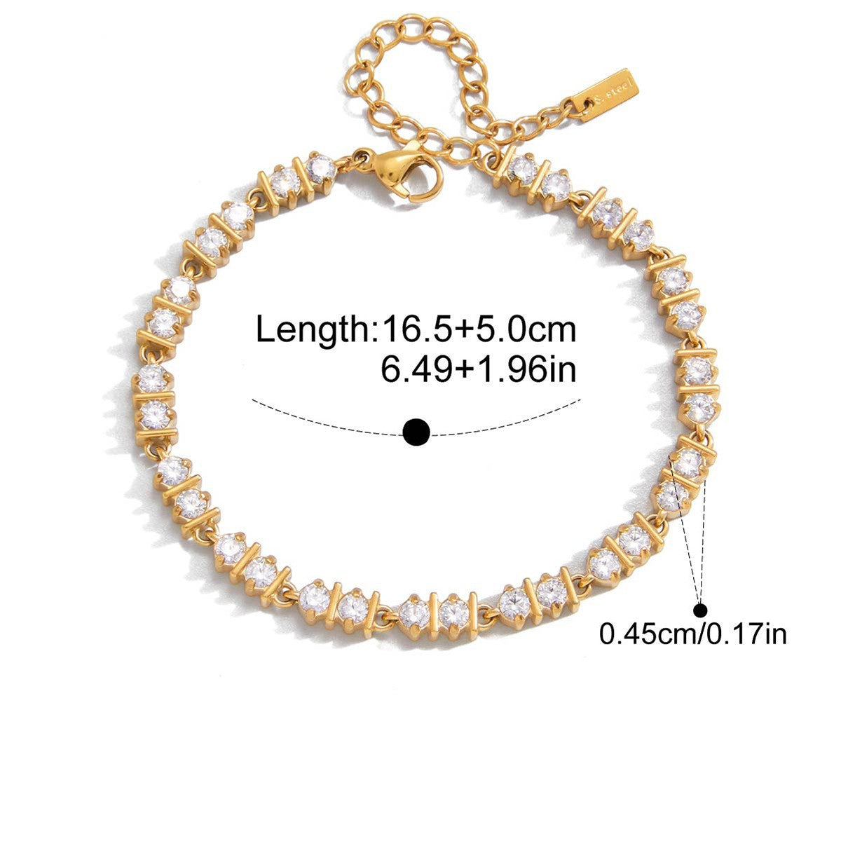 Minimal Link Bracelet — Round Cut Tennis · Gold