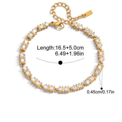 Minimal Link Bracelet — Round Cut Tennis · Gold