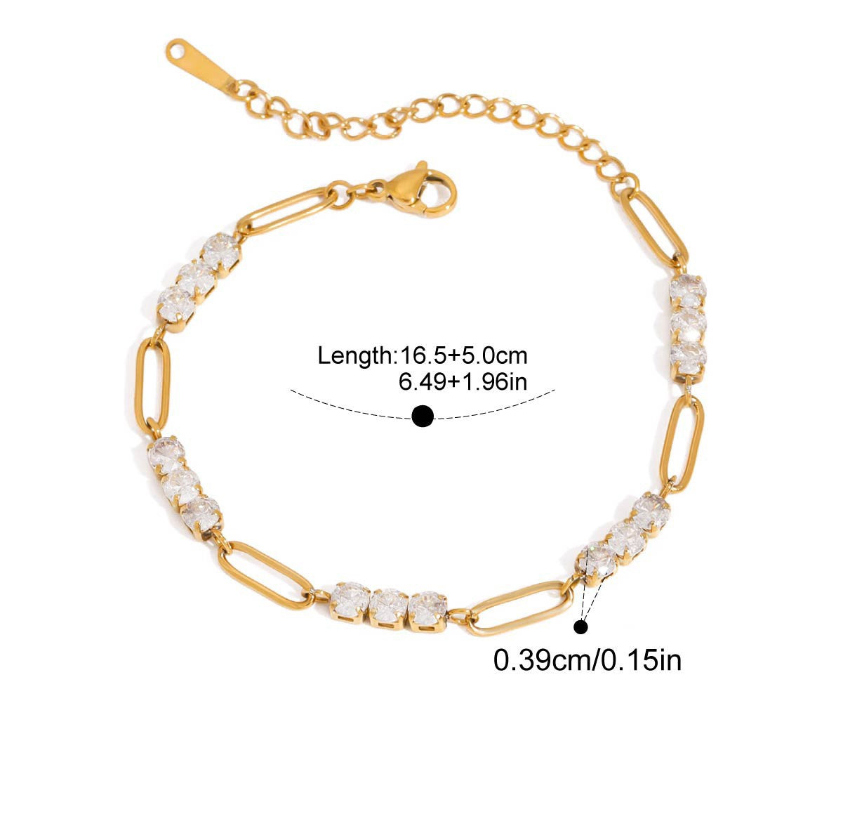 Minimal Link Bracelet — Paperclip Link Segments · Gold