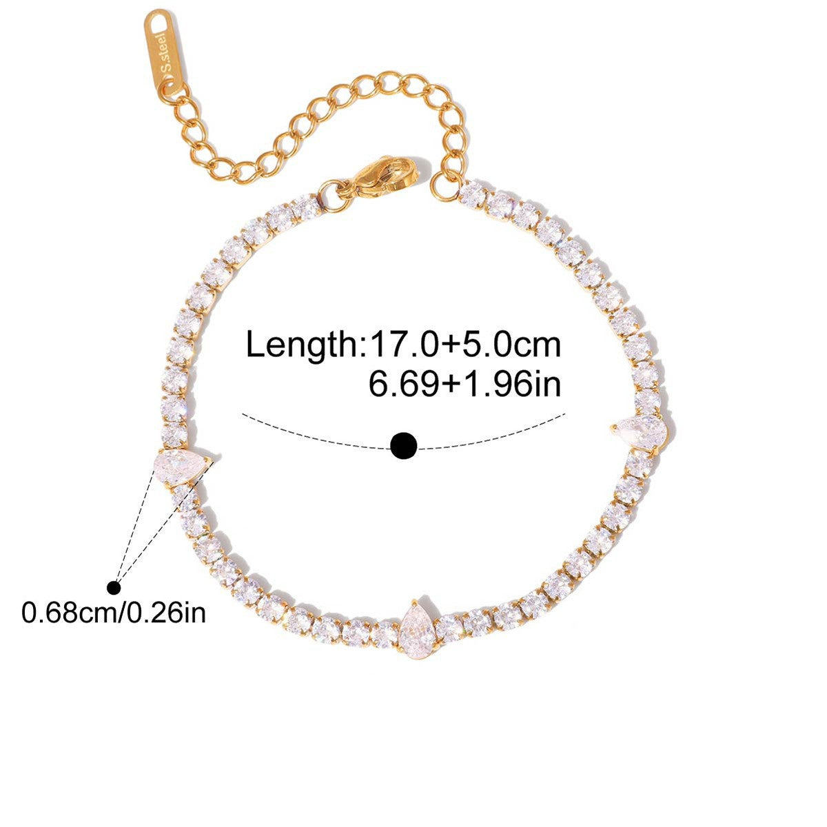 Minimal Link Bracelet — Pear Accent Tennis · Gold