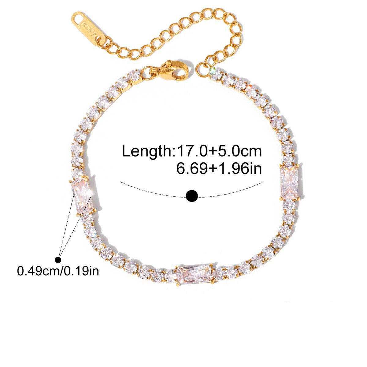 Minimal Link Bracelet — Baguette Cut Tennis · Gold