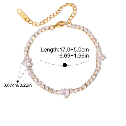 Minimal Link Bracelet — Heart Cut Tennis · Gold