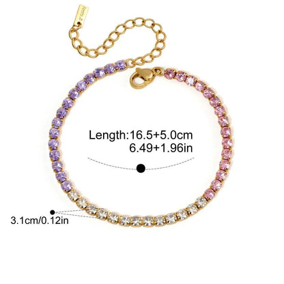 Minimal Link Bracelet — Rainbow Gradient Tennis · Gold