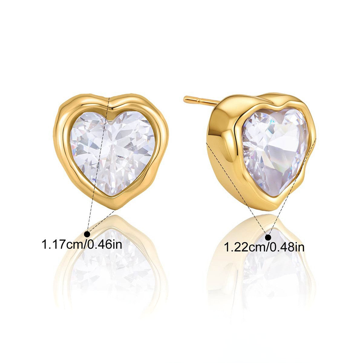 Chunky Bezel Stud Earrings — Heart Cut Bezel Stud · Gold