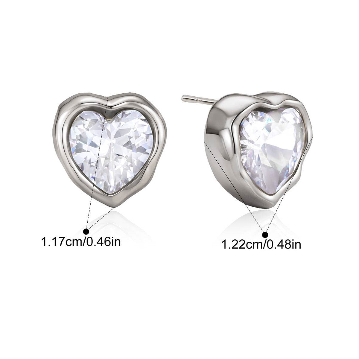 Chunky Bezel Stud Earrings — Heart Bezel Stud · Silver