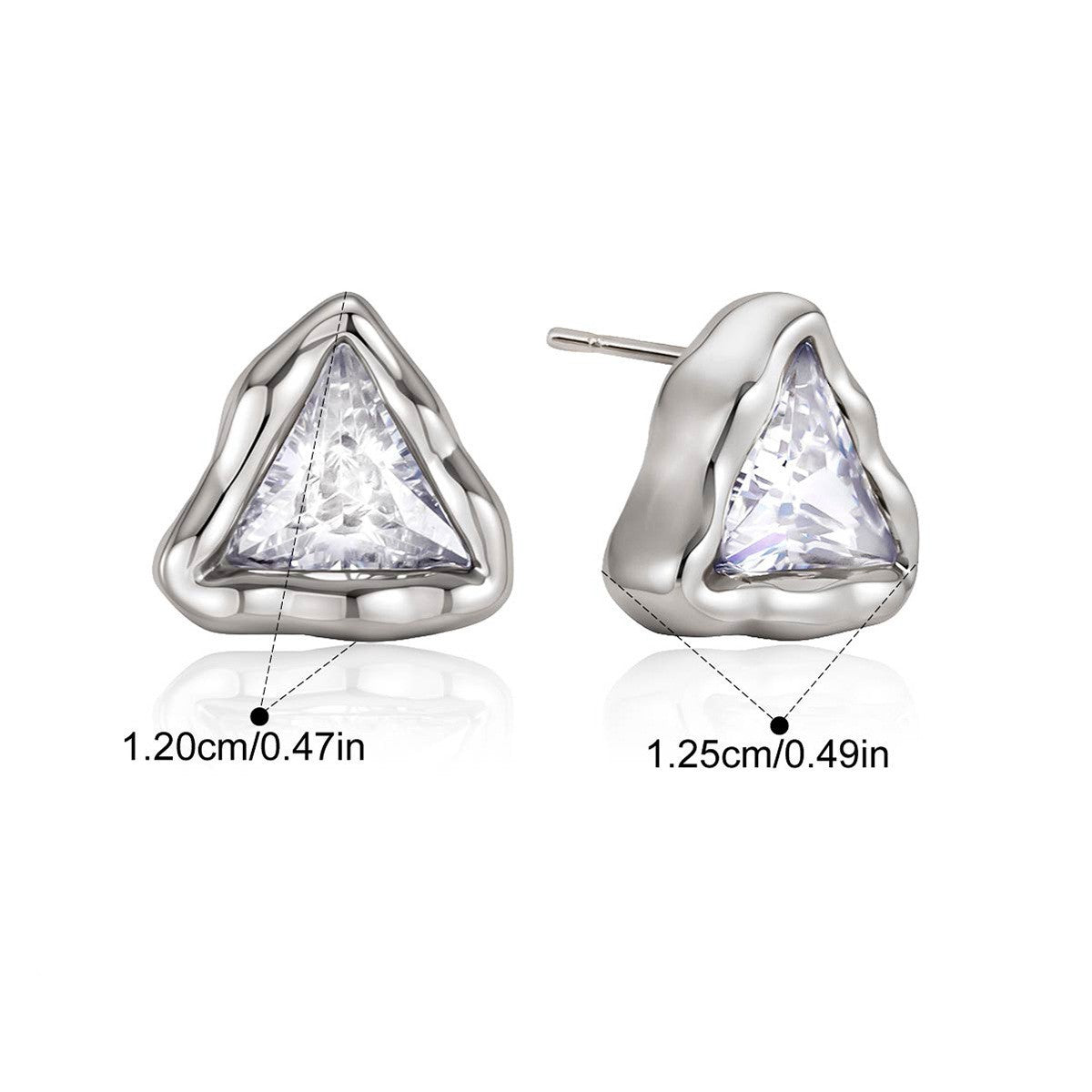Chunky Bezel Stud Earrings — Triangle Cut Stud · Silver