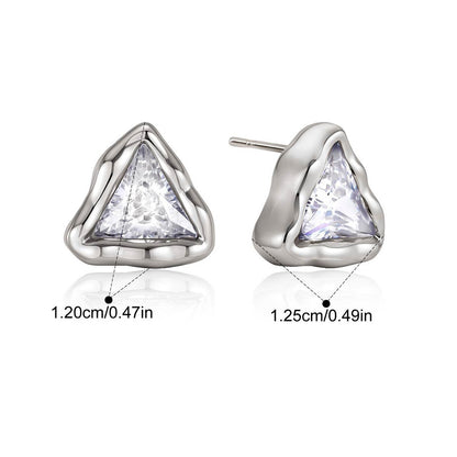 Chunky Bezel Stud Earrings — Triangle Cut Stud · Silver