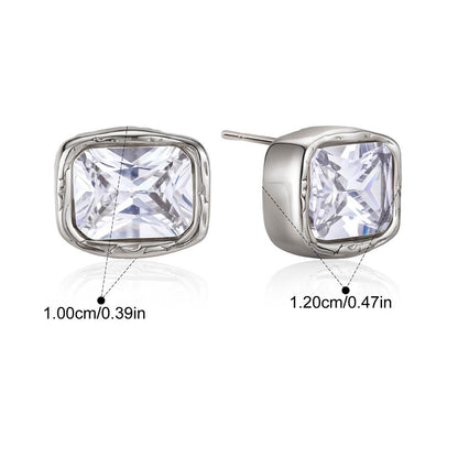 Chunky Bezel Stud Earrings — Cushion Cut Stud · Silver
