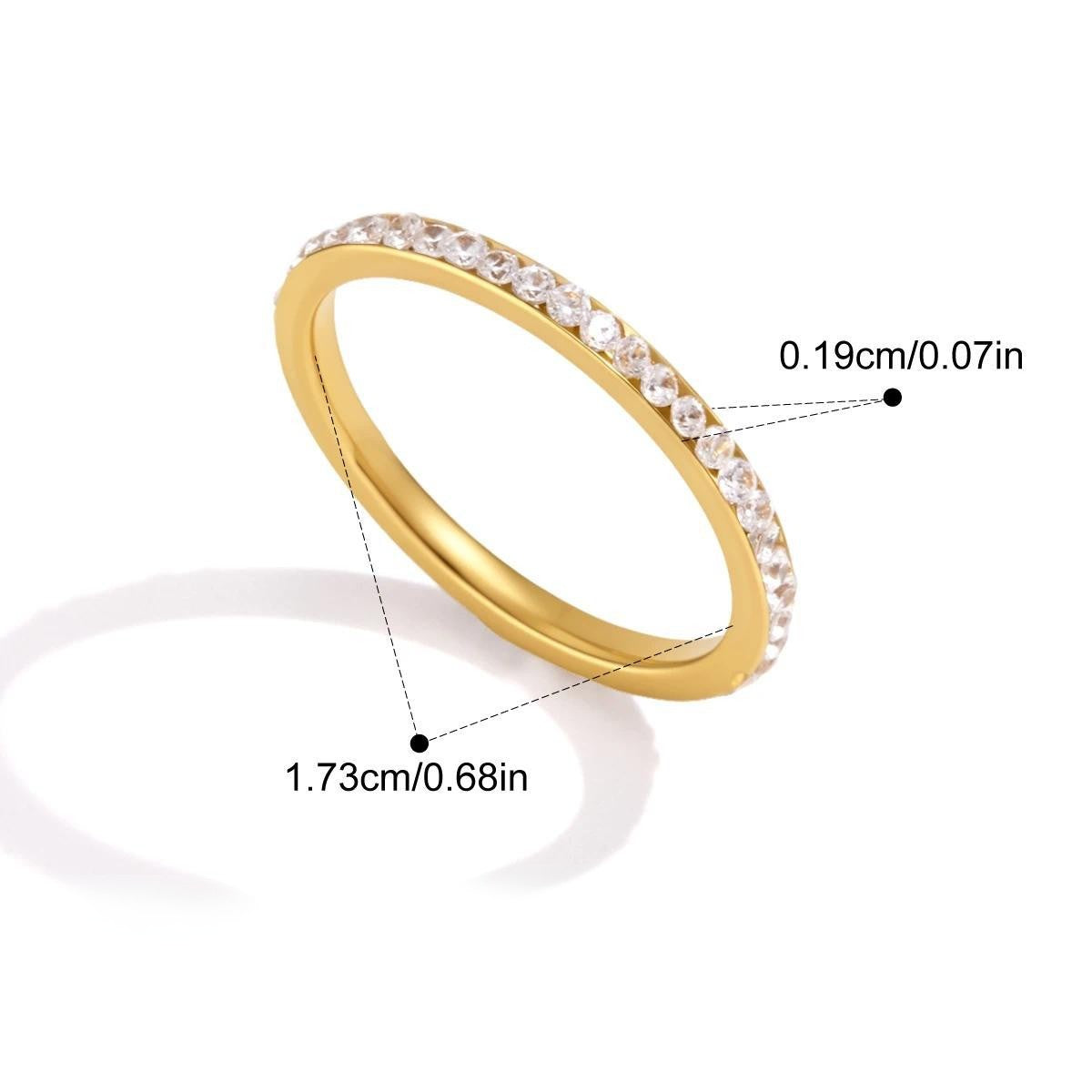 Multi Cut CZ Ring — Round Cut Pavé Band · Gold