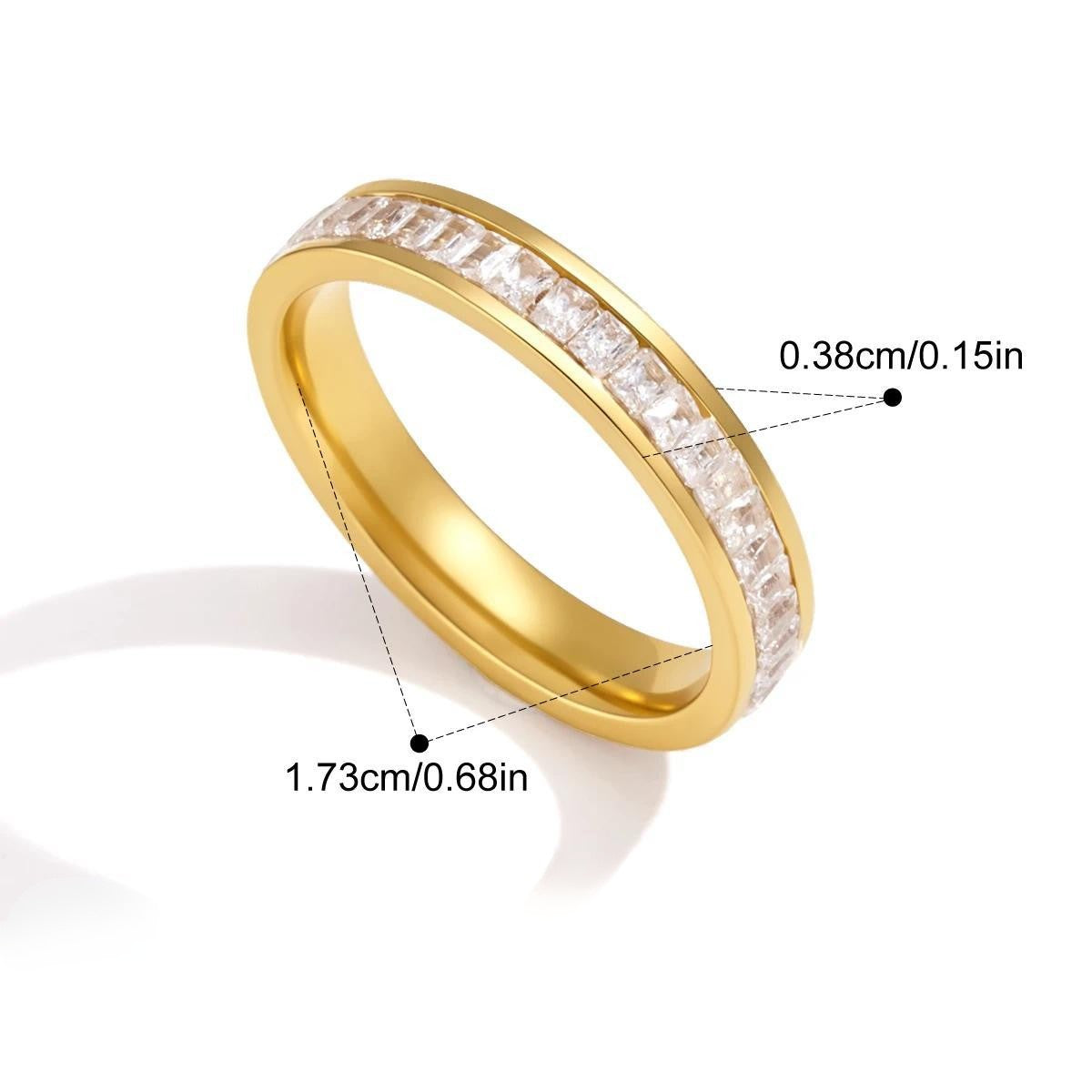 Multi Cut CZ Ring — Square Cut Channel Band · Gold