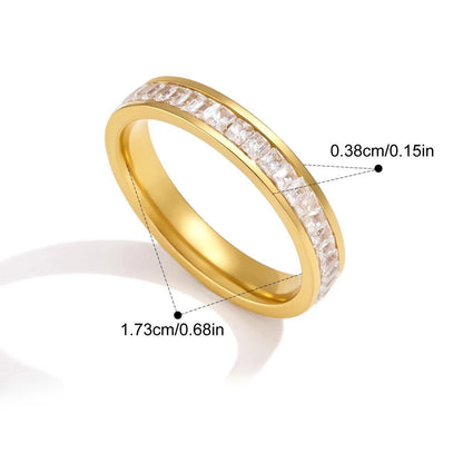 Multi Cut CZ Ring — Square Cut Channel Band · Gold