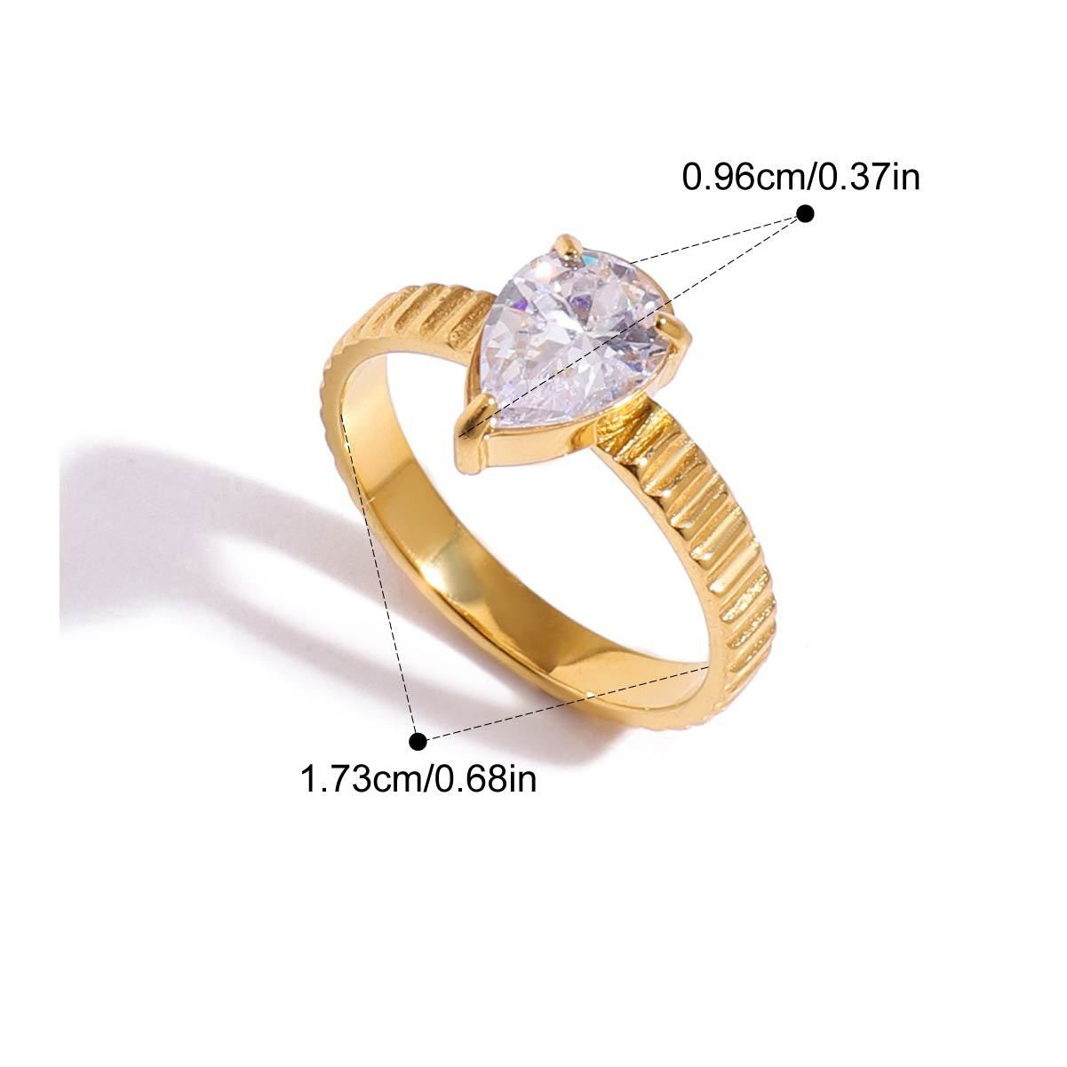 Multi Cut CZ Ring — Heart Cut Solitaire Band · Gold
