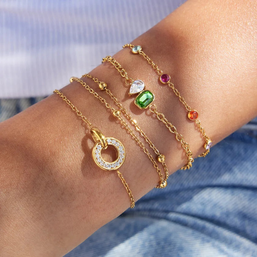 Multicolor Birthstone Charm Bracelet
