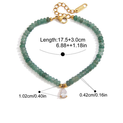 Celestial Charm Natural Stone Bracelet — Green Pear · Gold