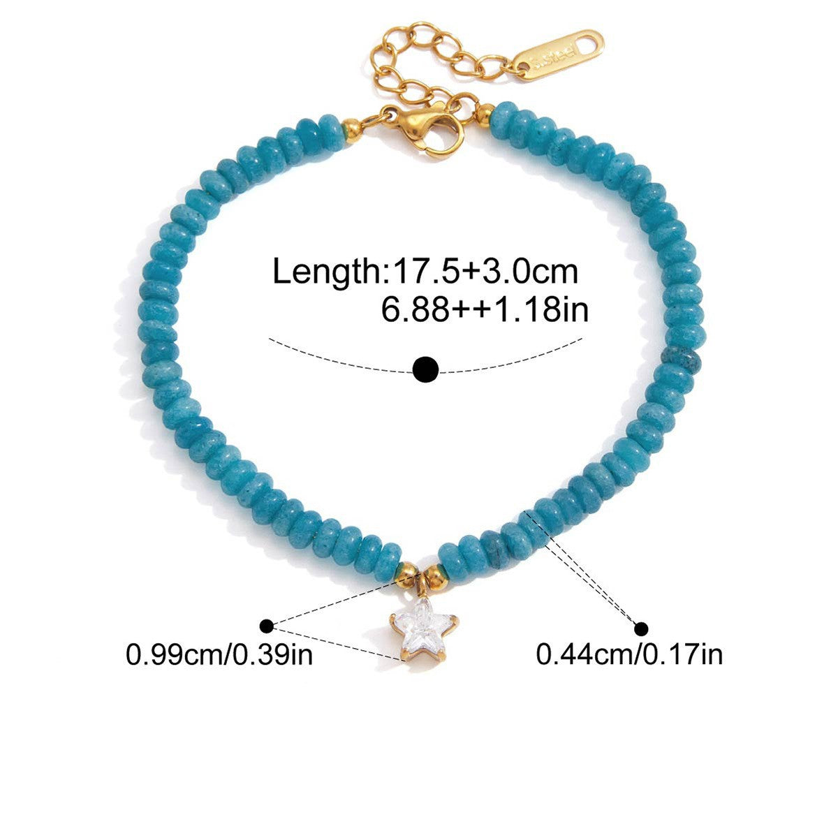 Celestial Charm Natural Stone Bracelet — Blue Star · Gold