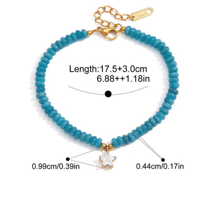 Celestial Charm Natural Stone Bracelet — Blue Star · Gold