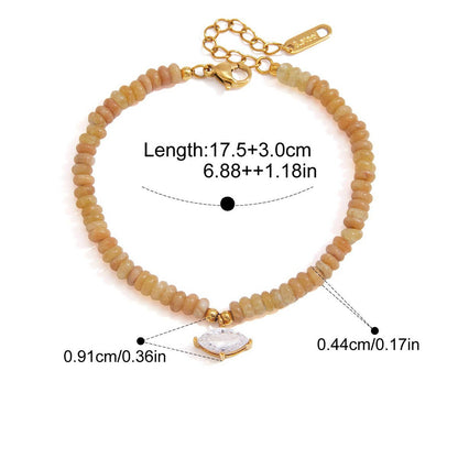 Celestial Charm Natural Stone Bracelet — Peach Rondelle · Gold