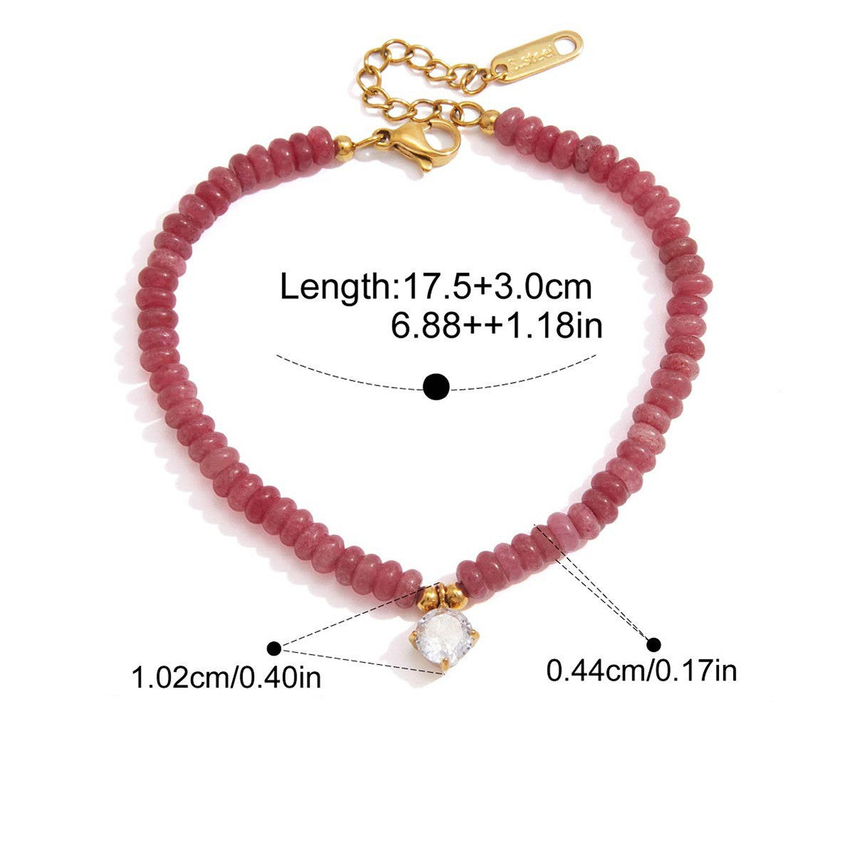 Celestial Charm Natural Stone Bracelet — Red Rondelle · Gold