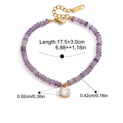 Celestial Charm Natural Stone Bracelet — Purple Rondelle · Gold