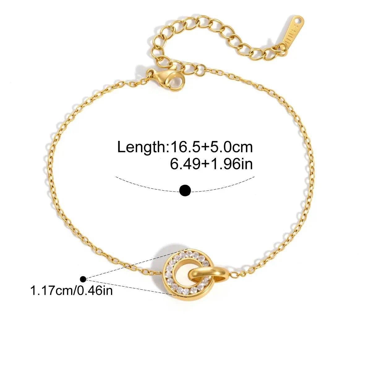 Multicolor Birthstone Charm Bracelet — Pave Circle Charm · Gold
