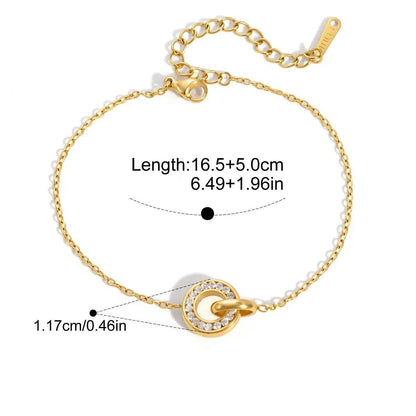Multicolor Birthstone Charm Bracelet — Pave Circle Charm · Gold