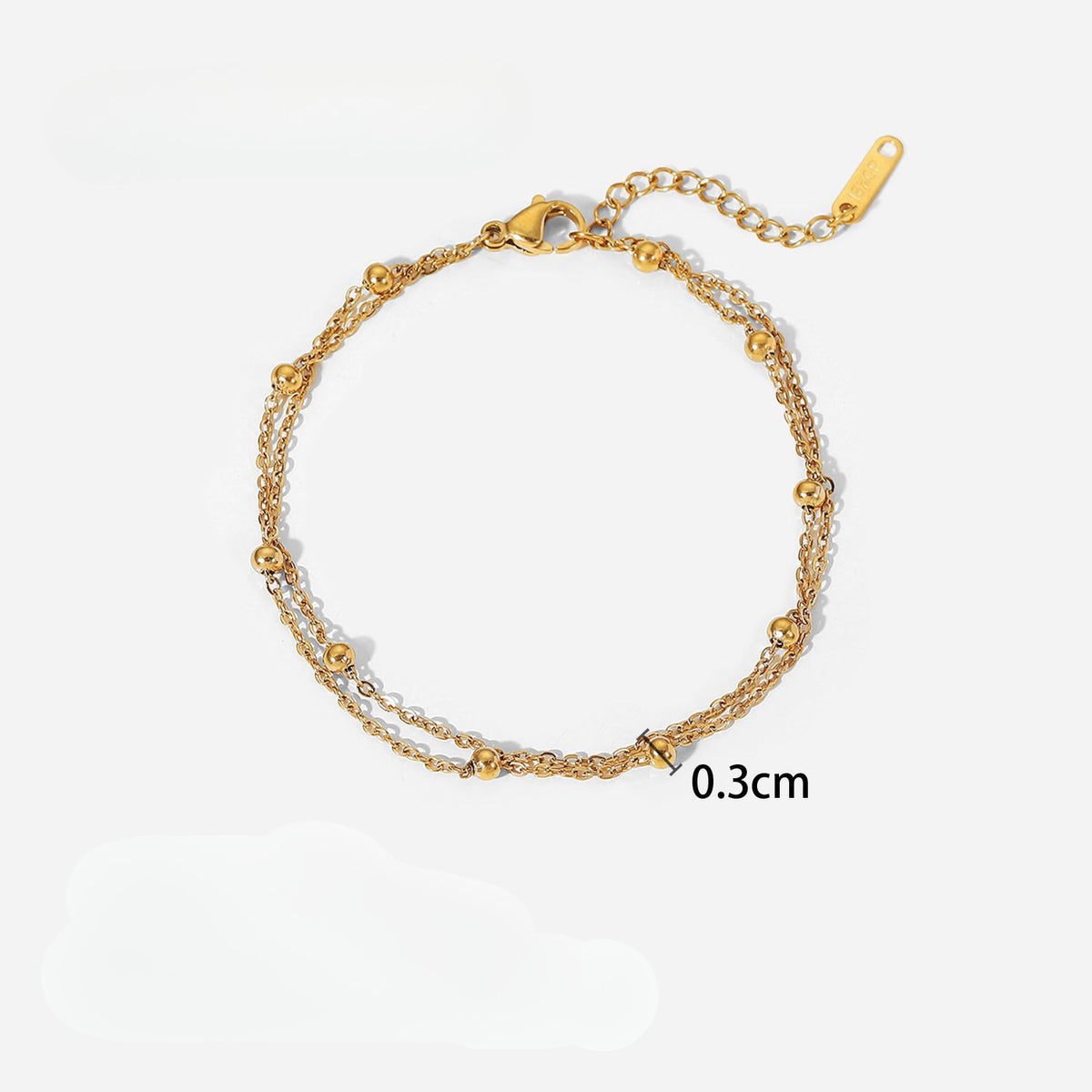 Multicolor Birthstone Charm Bracelet — Double Row Beads · Gold