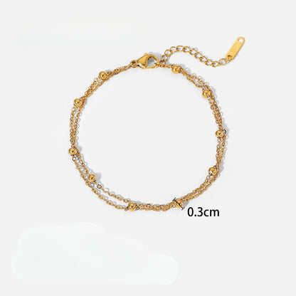 Multicolor Birthstone Charm Bracelet — Double Row Beads · Gold