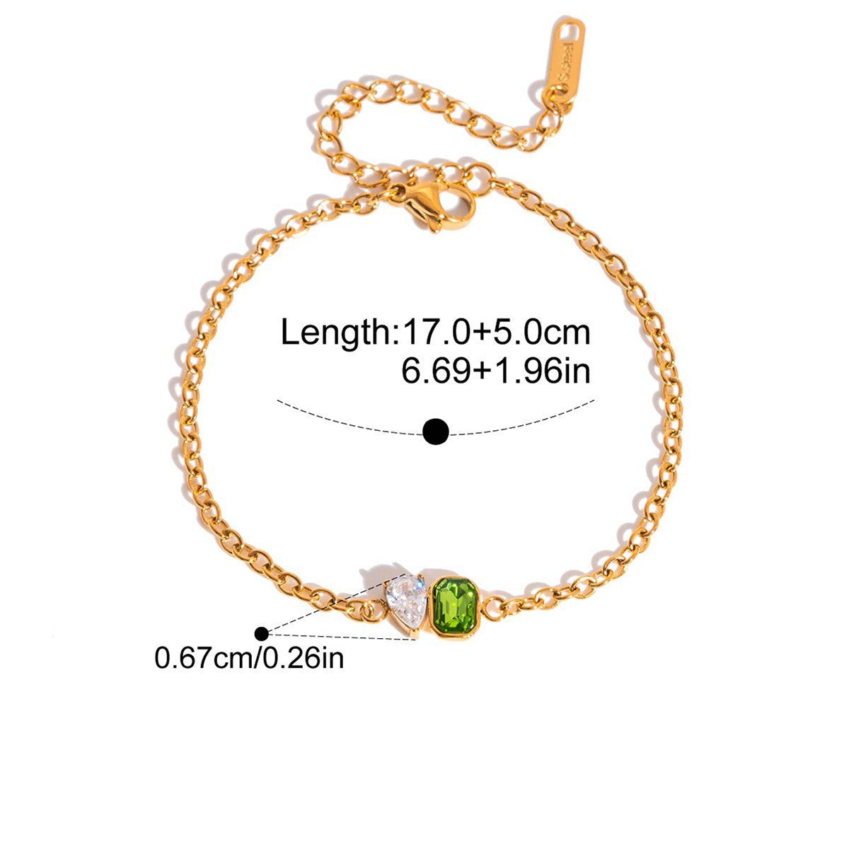 Multicolor Birthstone Charm Bracelet — Duo Gemstone Charm · Gold