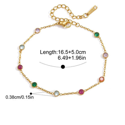 Multicolor Birthstone Charm Bracelet — Multicolor Bezel Chain · Gold