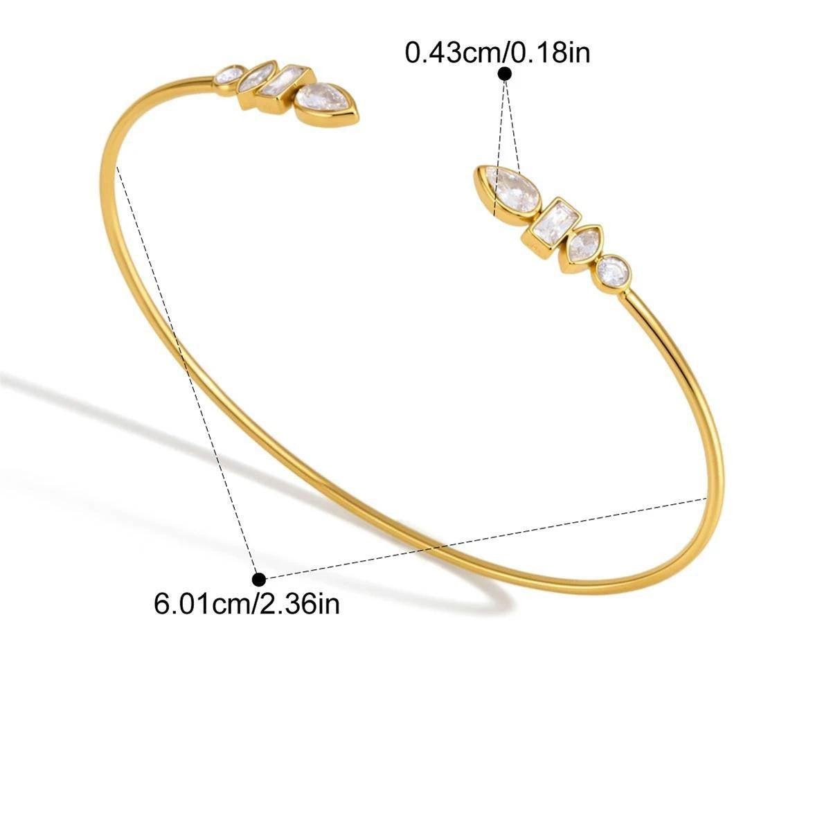 Celestial Teardrop Jewelry Set — Crystal Cuff Bracelet · Gold