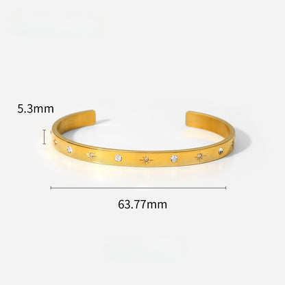 Celestial Star Jewelry Set — Star Motif Open Cuff · Gold