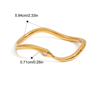 Celestial Star Jewelry Set — Sculptural Wave Bangle · Gold