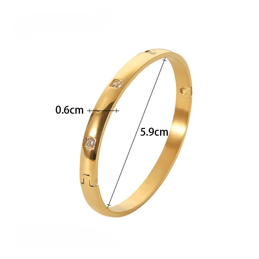 Celestial Star Jewelry Set — Square Stone Hinged Bangle · Gold