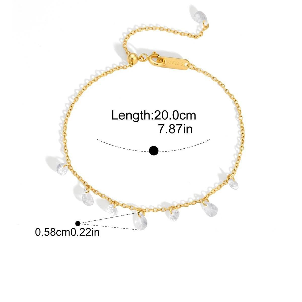 Celestial Star Jewelry Set — Teardrop Dangle Crystal Chain · Gold