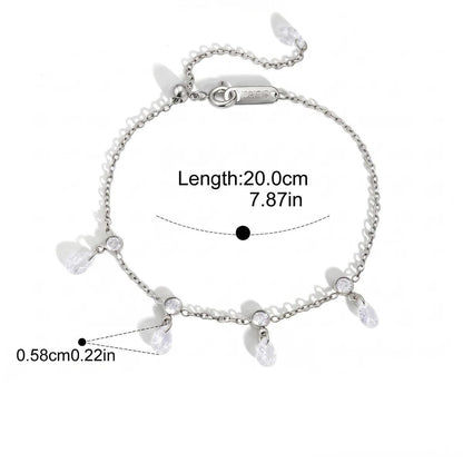 Celestial Star Jewelry Set — Round Teardrop Dangle Bracelet · Silver