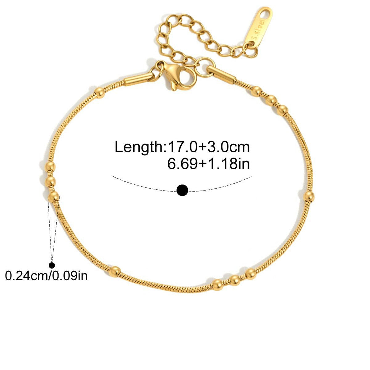 Classic Minimal Bracelet — Beaded · Gold