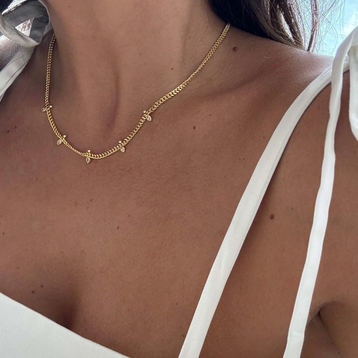Teardrop Curb Chain Necklace — view 3