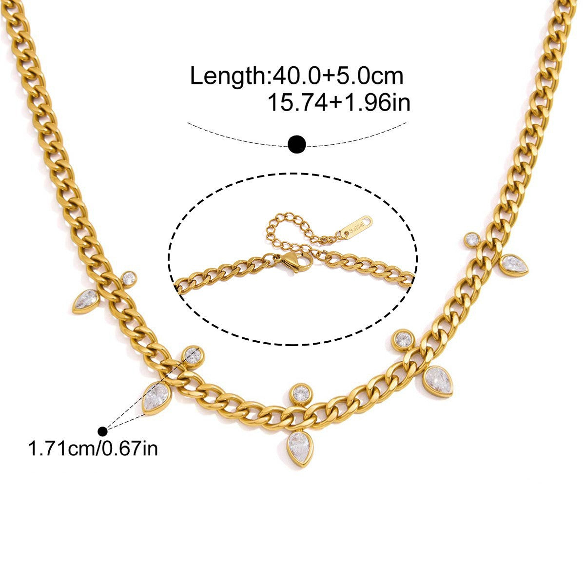 Teardrop Curb Chain Necklace — Teardrop Curb Chain · Gold