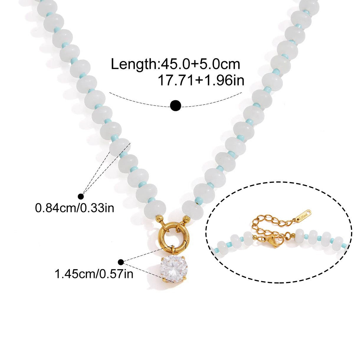 Two Tone Drop Necklace — Round Cut Drop · Gold
