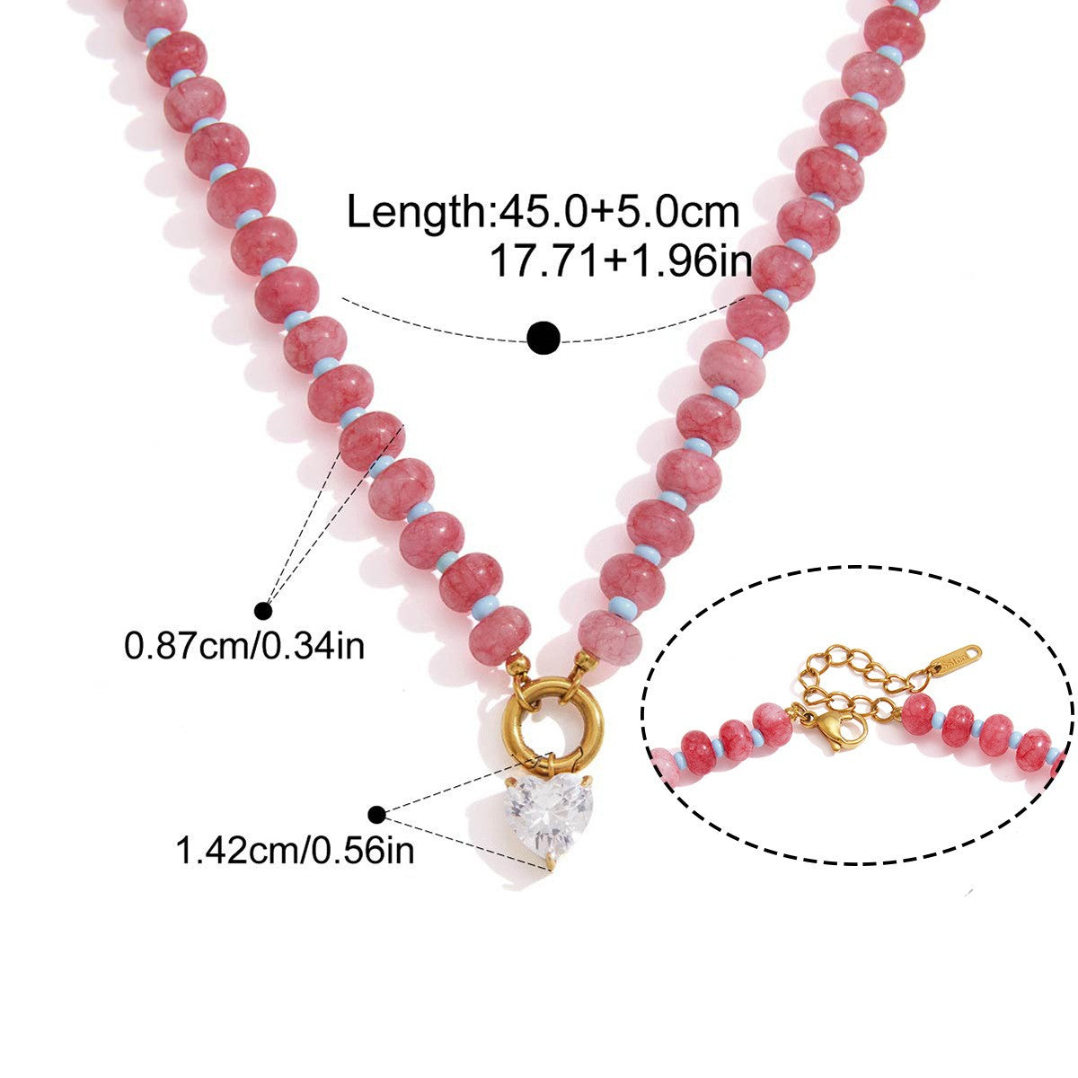 Two Tone Drop Necklace — Heart Cut Drop · Gold