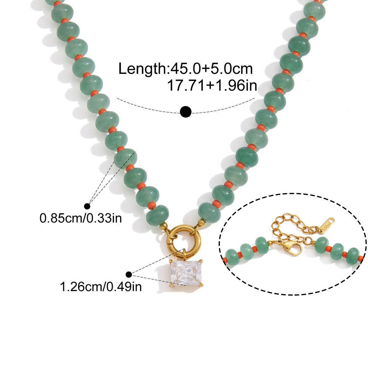 Two Tone Drop Necklace — Square Cut Drop · Gold
