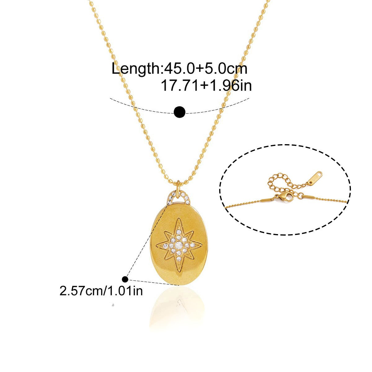 Celestial Star Pendant Necklace — Oval Star Pendant · Gold