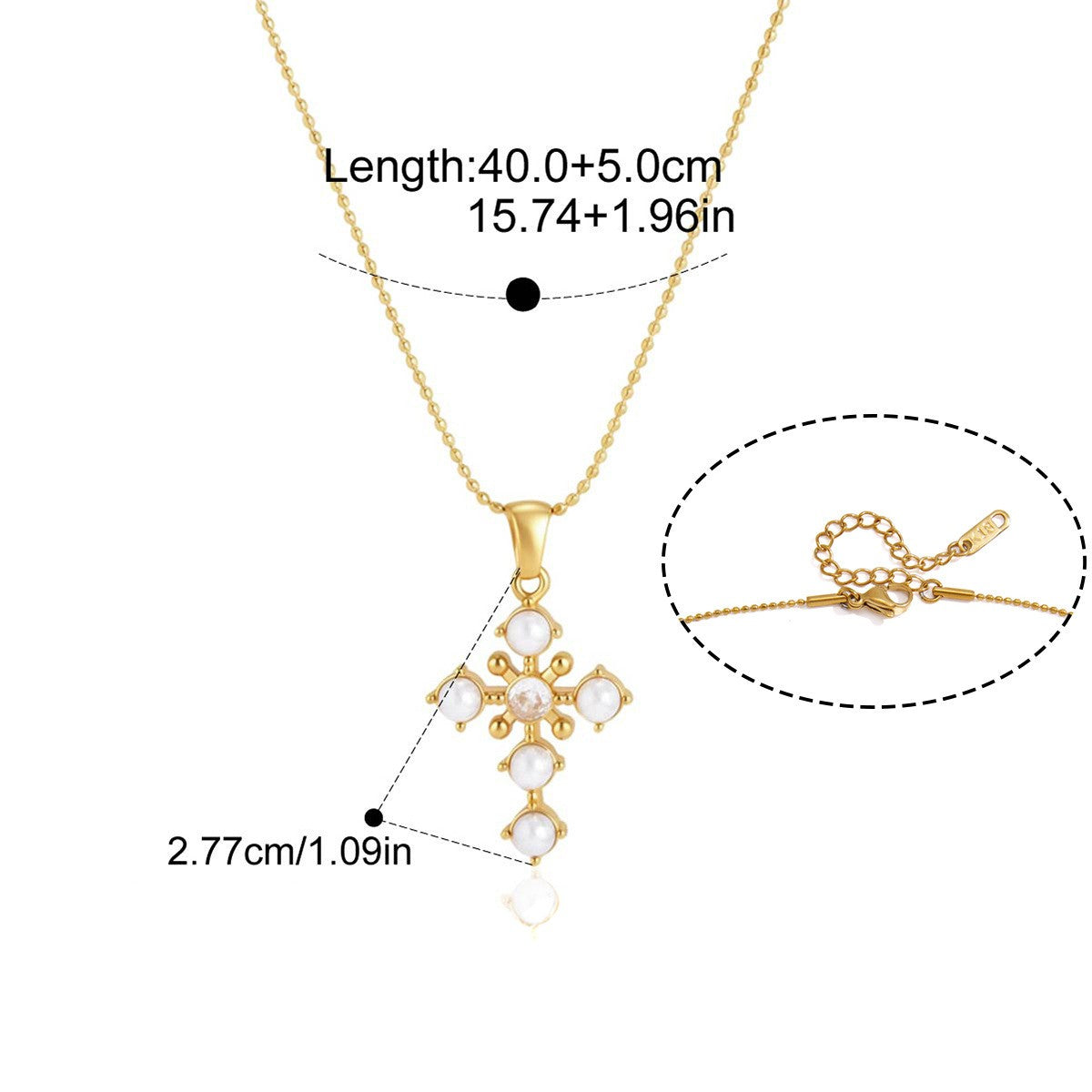 Celestial Star Pendant Necklace — Pearl Cross Pendant · Gold