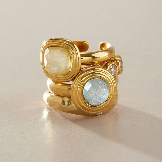 Vintage Concentric Shell Bezel Ring